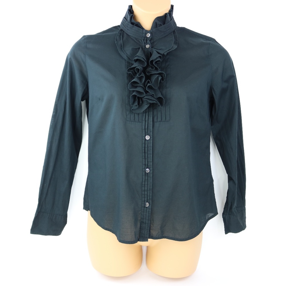 J Crew Womens Black Long Sleeve Shirt Blouse Sz 10